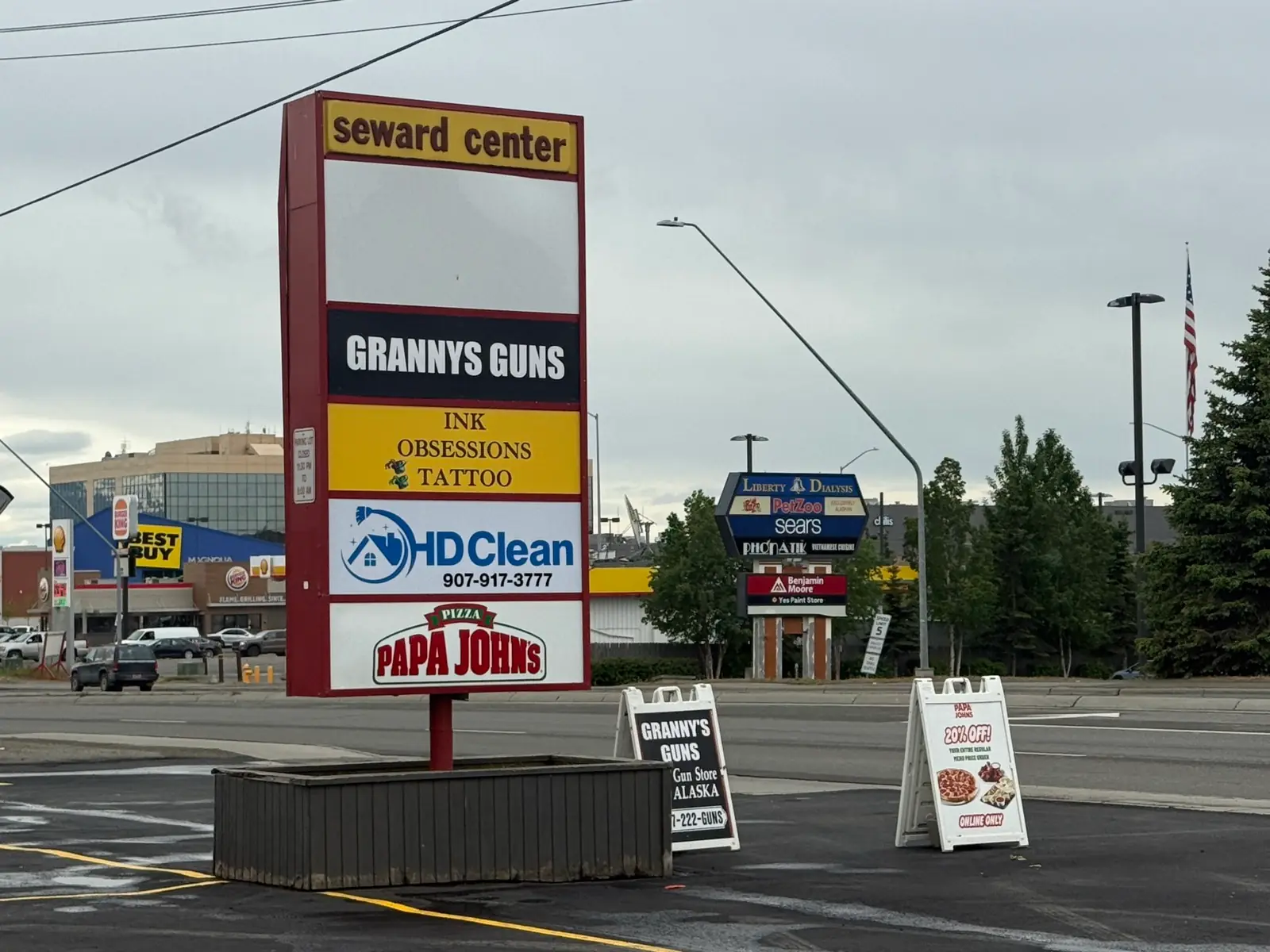The HD Clean sign at Seward Center on Old Seward Highway, Anchorage