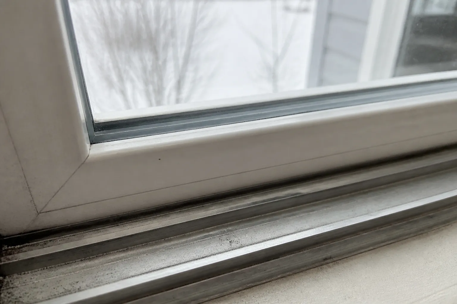 Window track scrubbed during a deep cleaning in Alaska